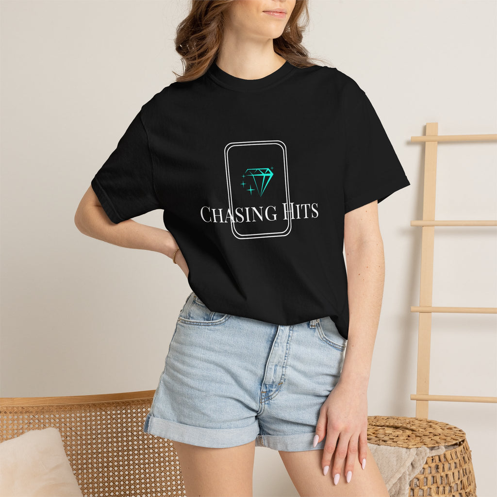 the "chasing hits" essential tee — minimal music logo t-shirt