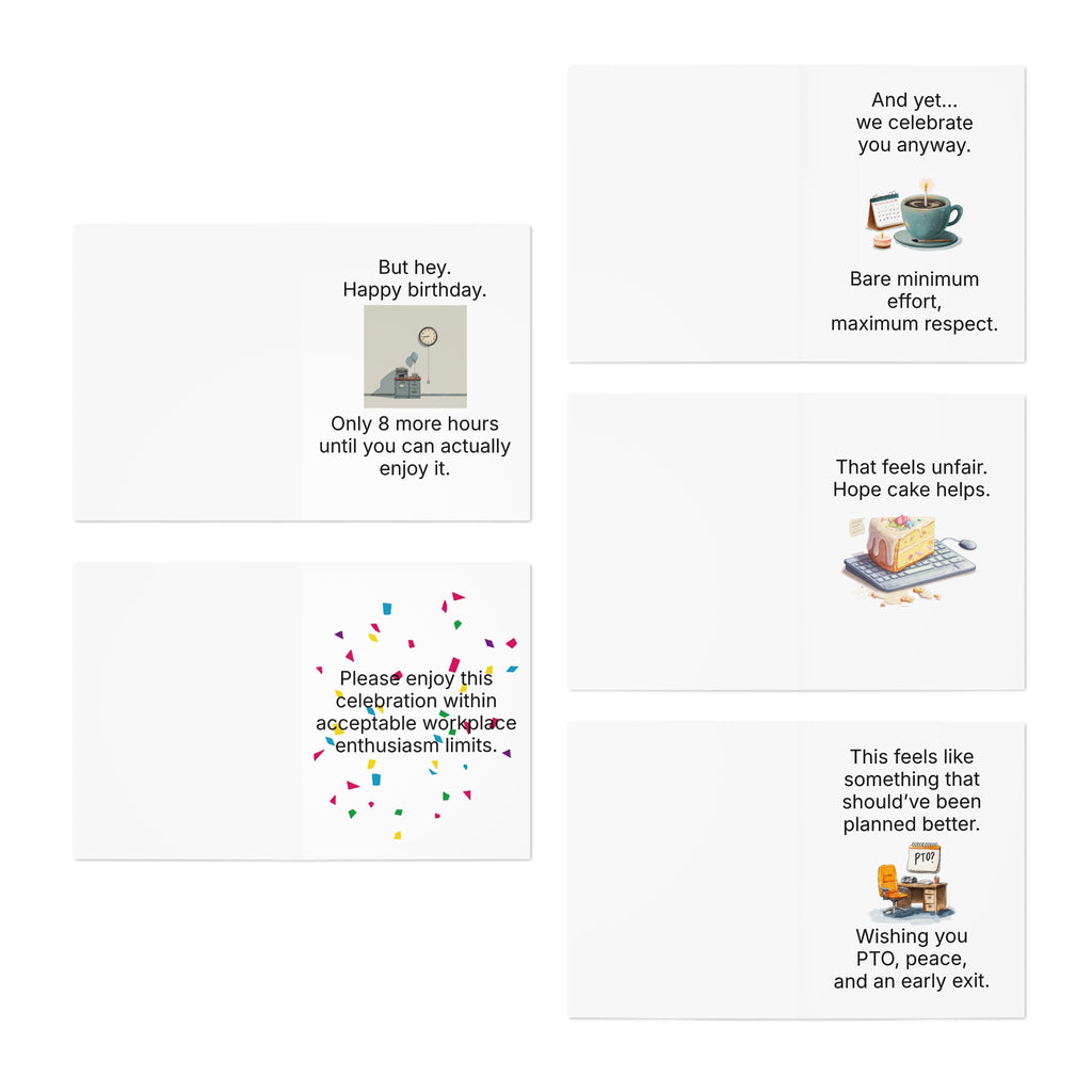 Sarcastic Office Birthday Cards Dry Humor Work Birthday Card for Coworkers - 5 Pack