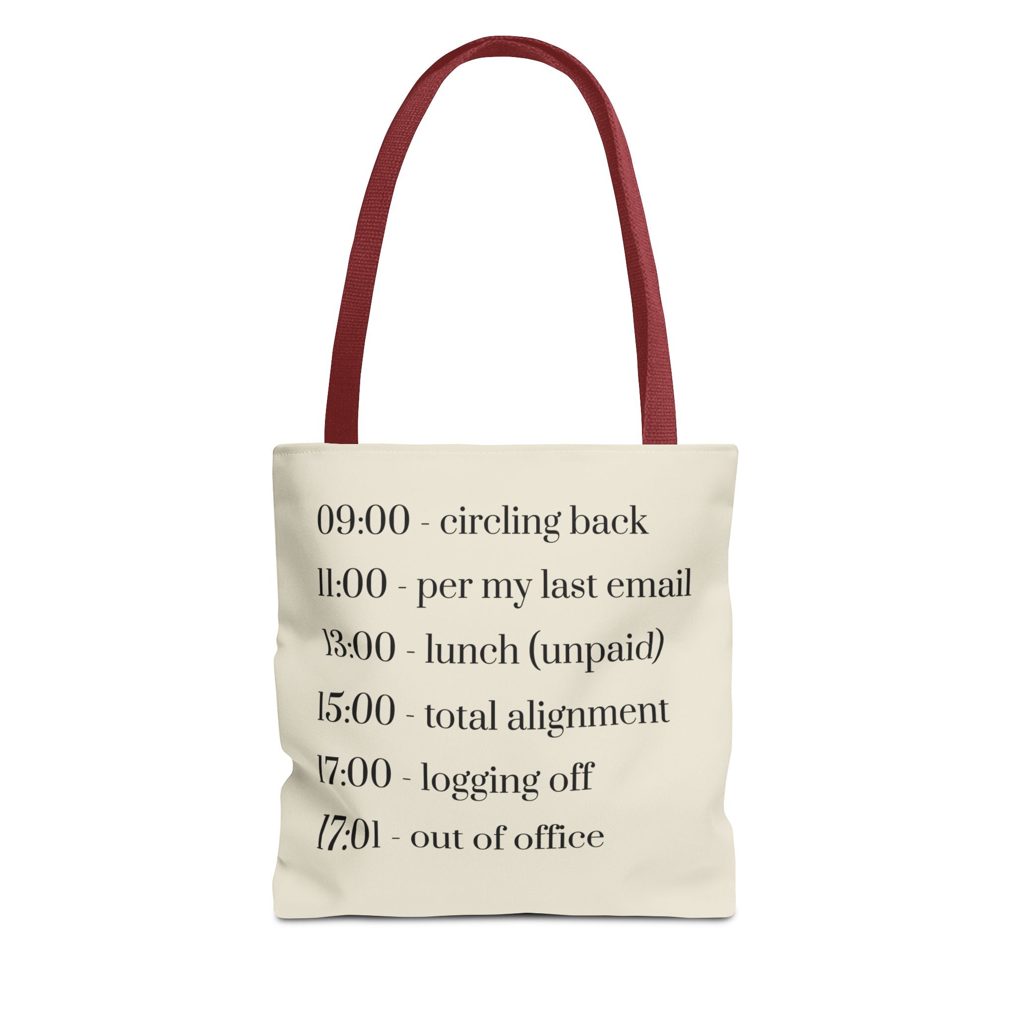 Minimalist Work Schedule Canvas Tote Bag | Sarcastic 17:01 Out of Office Commuter Bag