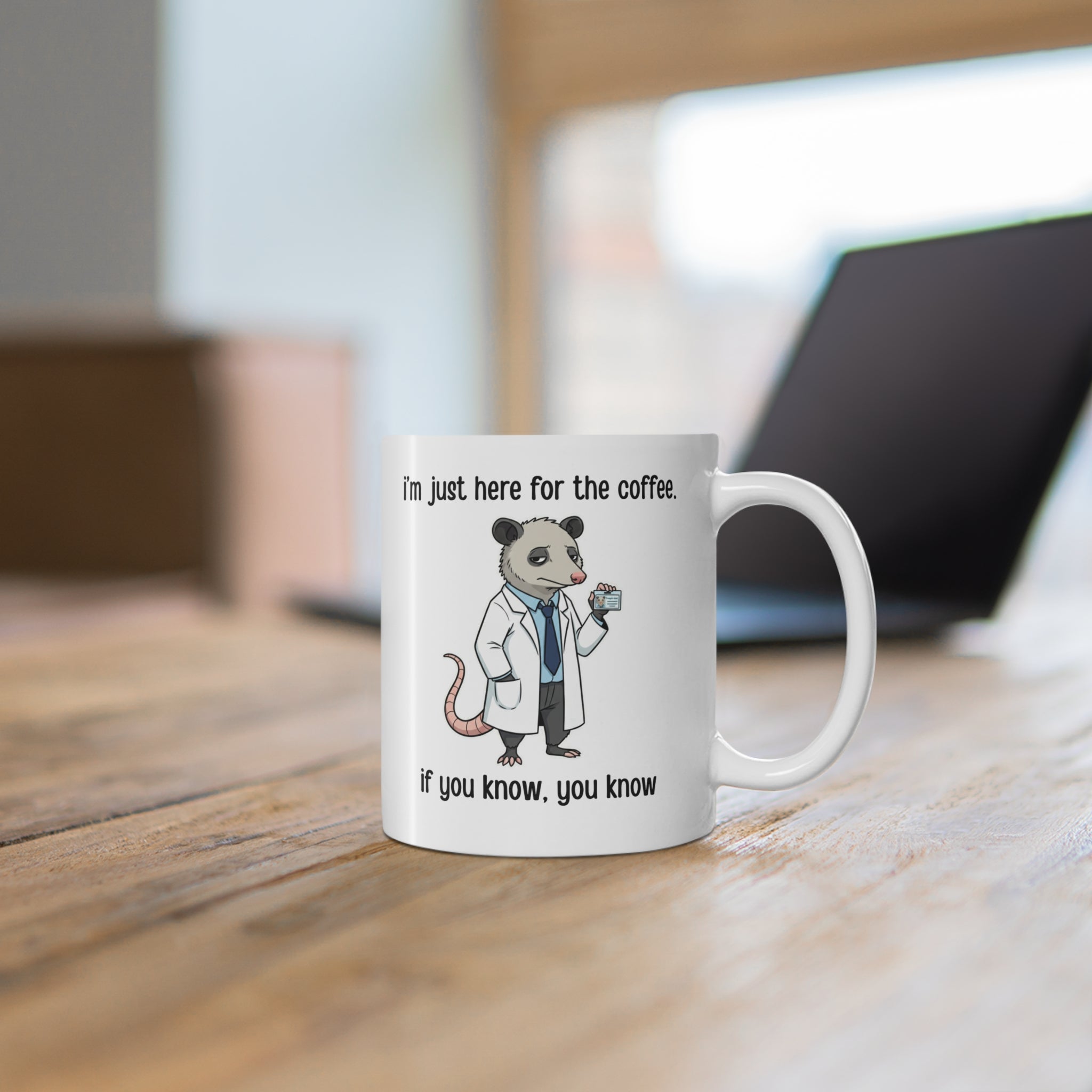 Funny Coffee Badging Mug - Subtle Office Humor for Doctors & Nurses